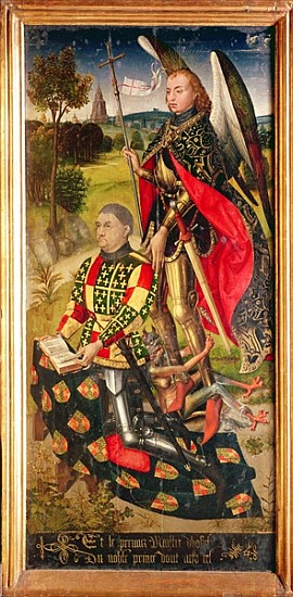 Right panel, from the main altar polyptych, depicting the donor of the altarpiece, Michel de Chaugy, von (attr. to) Rogier van der Weyden