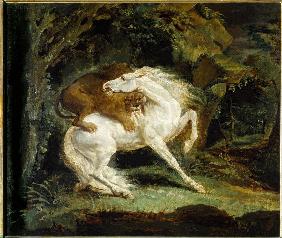 Cheval attaqué par un lion 1820