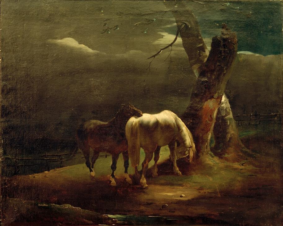 Pferde auf der Weide von (attr. to) Theodore Gericault