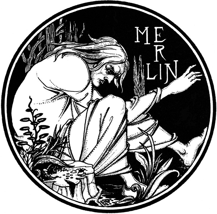 Merlin. Illustration für das Buch "Le Morte Darthur" von Sir Thomas Malory von Aubrey Vincent Beardsley