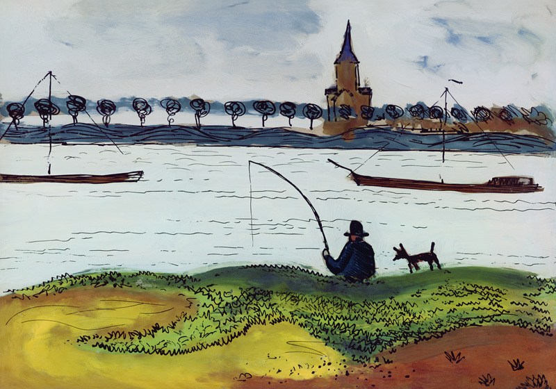 Flußlandschaft mit Angler von August Macke