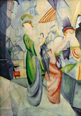 Helle Frauen vor dem Hutladen 1913