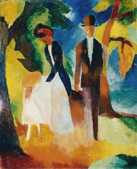 Dame in grüner Jacke - August Macke als Kunstdruck oder