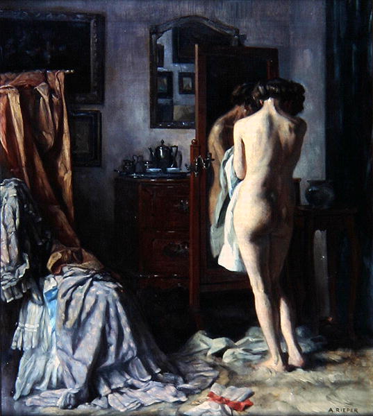 The Boudoir, c.1910 (oil on canvas)  von August Rieper