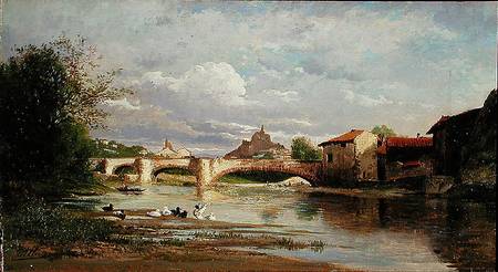 Bridge with ducks von Auguste Allonge