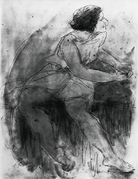 Isadora Duncan (1878-1927) (pencil & wash on paper)