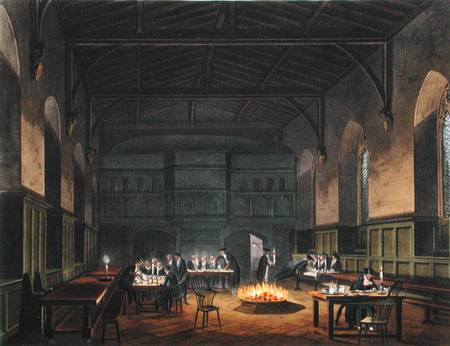 Hall of Westminster School, from Ackermann's 'History of Westminster School', part of 'History of th von Augustus Charles Pugin