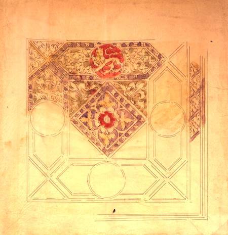 Ceiling design for the Palace of Westminster (pen & ink and w/c on paper) von Augustus Welby Northmore Pugin