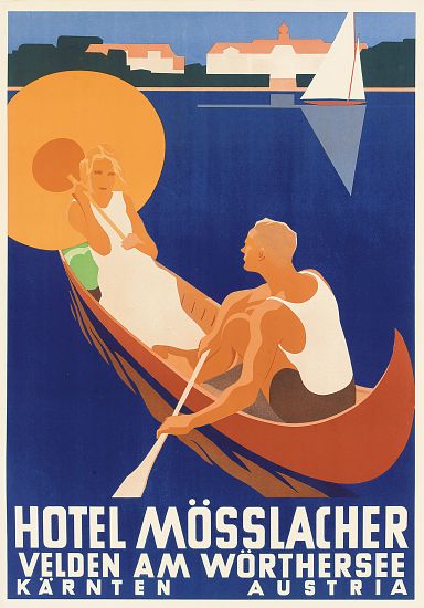 Poster advertising Hotel Mosslacher in Austria von Austrian School, (20th century)