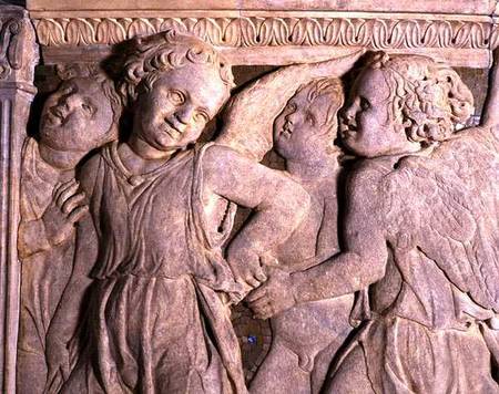 Detail from post-restoration panel No.VI from the exterior pulpit of Prato Cathedral von B. di B. di