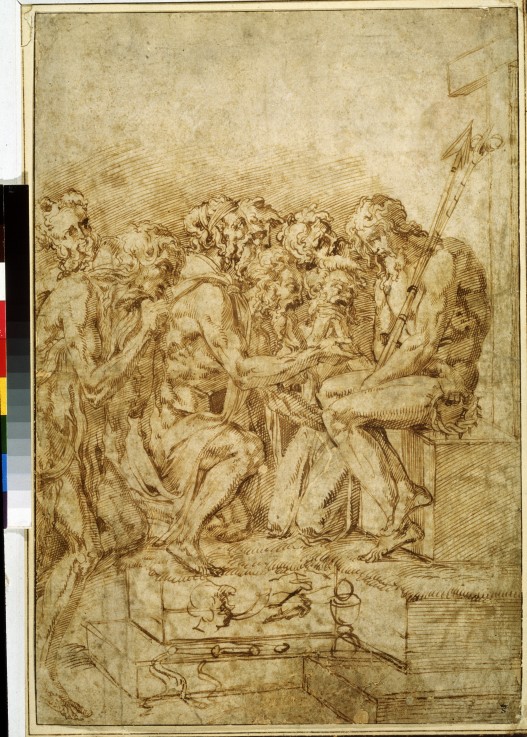 Christus mit Sinnbilder der Passion, von sieben Figuren umgeben von Baccio Bandinelli