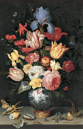 Chinesische Vase mit Blumen, Muscheln und Insekten 1628