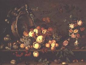 Still Life with Fruit, Flowers and Parrots early 1620