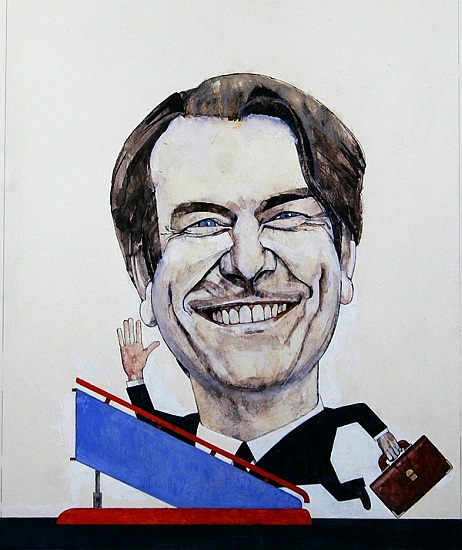 Portrait of Dr. David Owen, illustration for Punch, 1970s von Barry  Fantoni