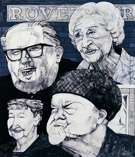 Portrait of four characters from Coronation Street, illustration for The Listener, 1970s von Barry  Fantoni