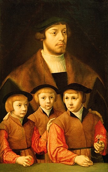 Portrait of a Man and His Three Sons, late 1530s-early 1540s von Bartholomaeus Bruyn