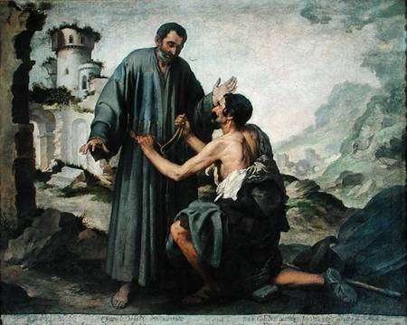 Fray Ginepero and the poor Man von Bartolomé Esteban Perez Murillo