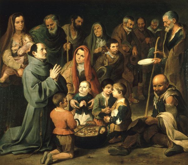 Murillo,Diego of Alcala feeding the poor von Bartolomé Esteban Perez Murillo