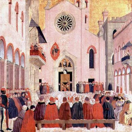 St. Vincent Ferrer Preaching in front of the Church of Sant' Eufemia in Verona von Bartolomeo degli Erri
