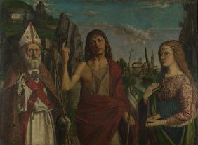 Die Heiligen Zeno, Johannes der Täufer und eine Märtyrerin