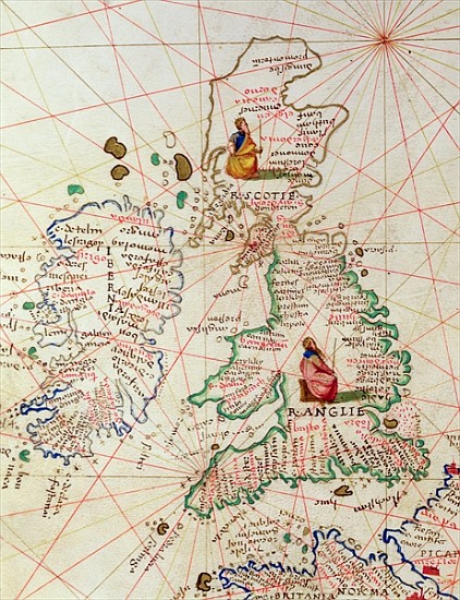 The Kingdoms of England and Scotland, from an Atlas of the World in 33 Maps, Venice, 1st September 1 von Battista Agnese