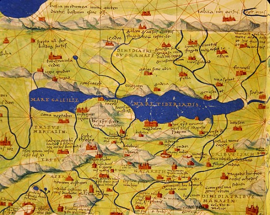 The Sea of Galilee, from an Atlas of the World in 33 Maps, Venice, 1st September 1553(detail from 33 von Battista Agnese