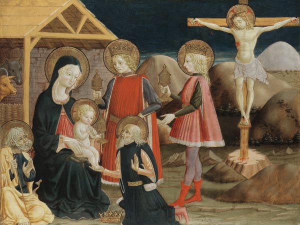 Die Anbetung der Könige und Kruzifix von Benedetto Bonfigli