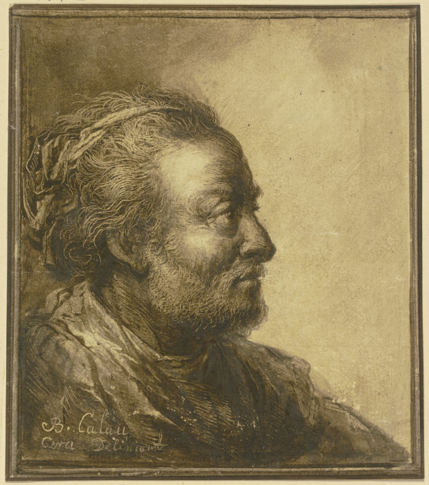 Profilkopf eines bärtigen Mannes nach rechts von Benjamin Calau