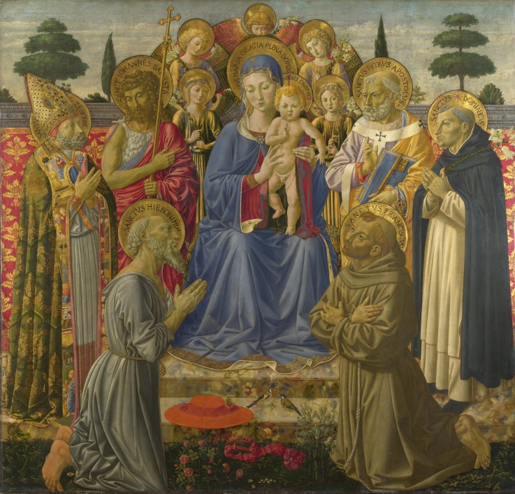 Thronende Madonna mit Kind, Engeln und Heiligen von Benozzo Gozzoli