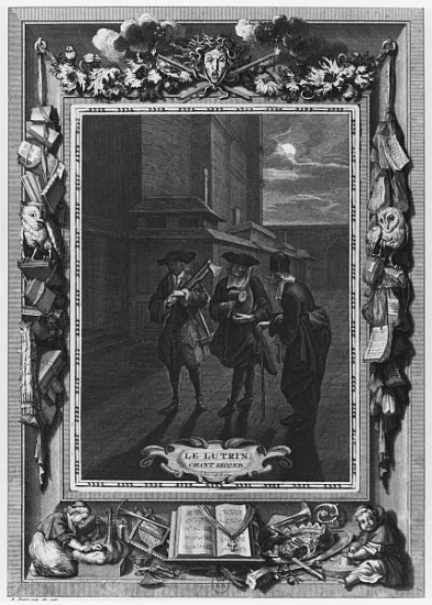 Illustration from ''Le Lutrin'' Nicolas Boileau, known as Boileau-Despreaux, 2nd canto, published in von Bernard Picart