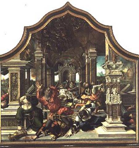 The Destruction of the House of Job, central panel of the Triptych of the Virtue of Patience von Bernard van Orley
