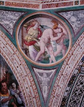 The Expulsion of Adam and Eve, from the pendentive of the dome 1532-36
