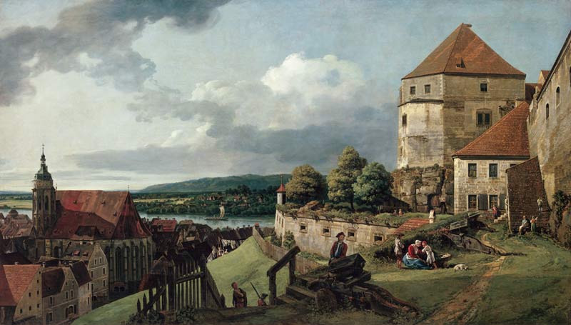 Pirna von der Festung Sonnenstein aus gesehen Zwischen von Bernardo Bellotto