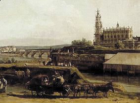 Dresden vom linken Elbufer unterhalb der Festungswerke (Ausschnitt) von Bernardo Bellotto