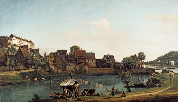 Die Schiffervorstadt in Pirna von Bernardo Bellotto