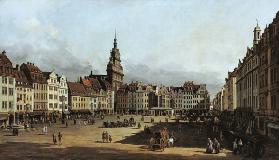 Der Altmarkt in Dresden von der Schlossgasse aus. 1751