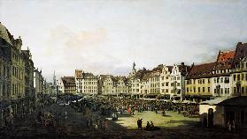 Der Altmarkt zu Dresden von der Seegasse aus 1751