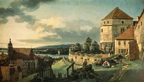 Blick vom Schloss Sonnenstein auf Pirna. 1755