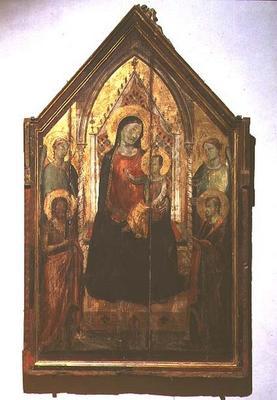Madonna and Child enthroned with Saints (tempera on panel) 19th