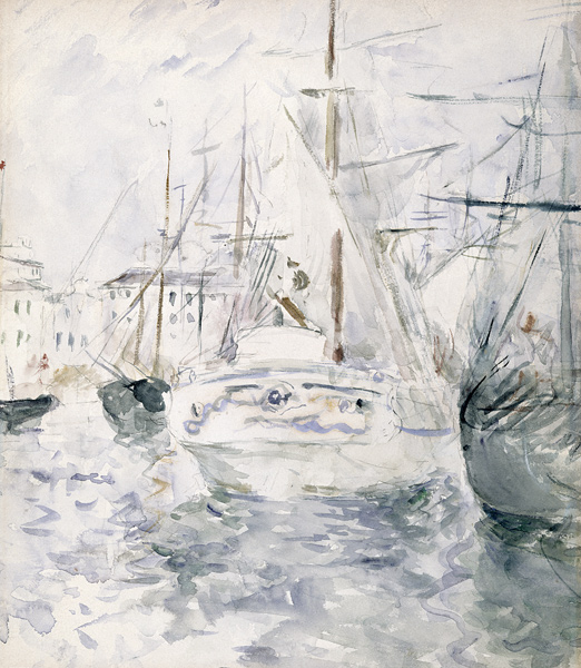 White Boat in the Port, Nice von Berthe Morisot