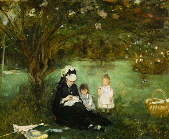 Unter Flieder in Maurecourt. von Berthe Morisot
