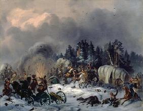 Scene from the Russian-French War in 1812 (oil on canvas) 17th