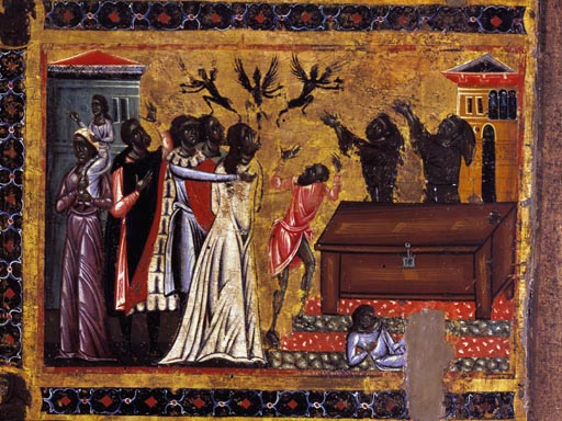Der hl. Franziskus vertreibt die Daemonen aus Arezzo von Bonaventura Berlinghieri