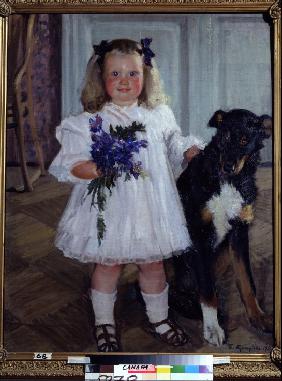 Bildnis der Tochter Irina mit dem Hund Schumka 1907