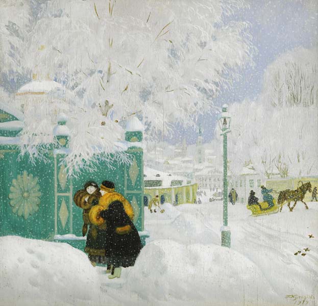 Winterszene von Boris Michailowitsch Kustodiev