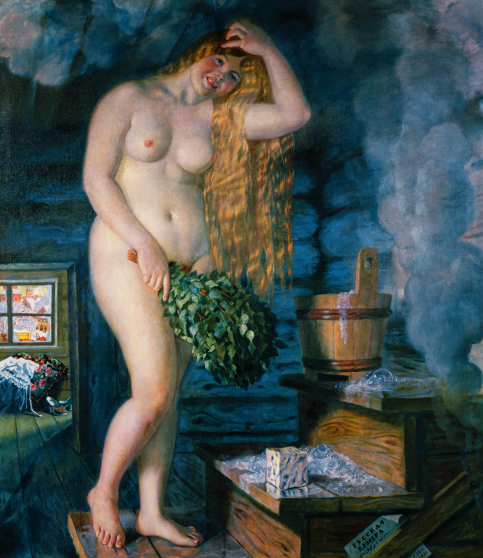 Russische Venus (Frau in der Sauna) von Boris Mikhailovich Kustodiev
