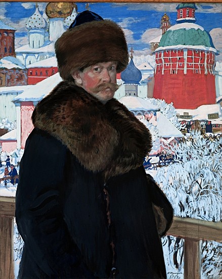 Self Portrait, 1912 (tempera on cardboard) von Boris Mikhailovich Kustodiev