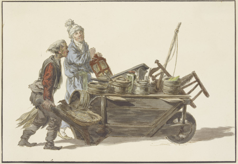 Viktualienhändler mit seinem Knecht und Schubkarren von C. H. Meyer