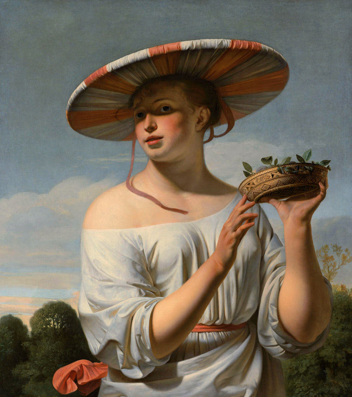 Mädchen mit einem großen Hut von Caesar Boëtius Everdingen