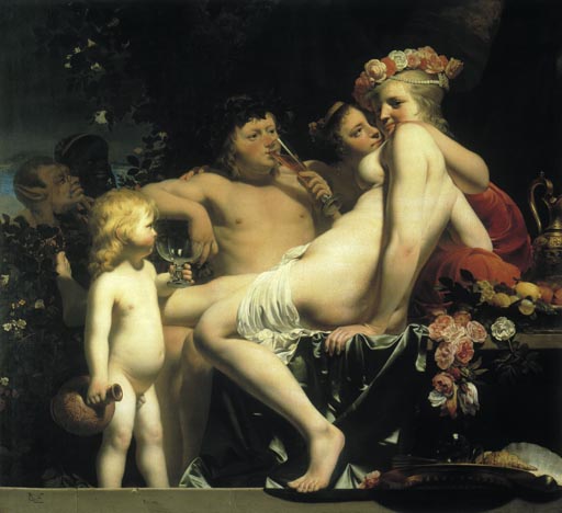 Bacchus mit zwei Nymphen und Amor von Caesar Boëtius Everdingen